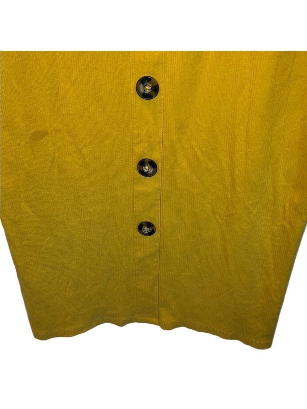 Derek Heart Mustard Midi Dress with Buttons, Plus Size 3X - Picture 7 of 11